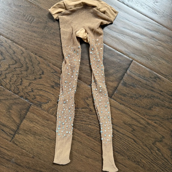 NEW Nude Rhinestone Fishnet Tights - Picture 3 of 5